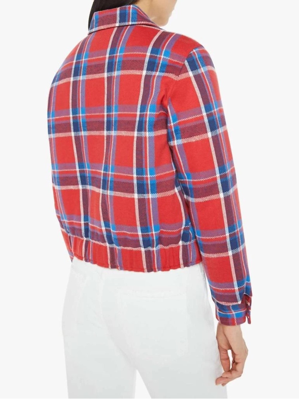 MOTHER The Happy Camper Jacket I'll Get Right On That Plaid Red Blue Small - Picture 2 of 5